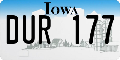IA license plate DUR177