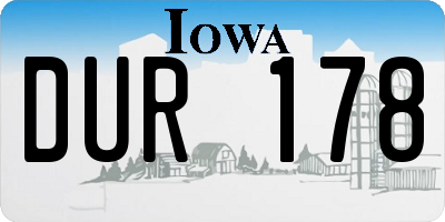 IA license plate DUR178