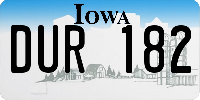 IA license plate DUR182