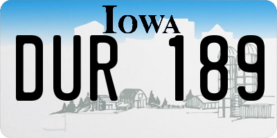 IA license plate DUR189