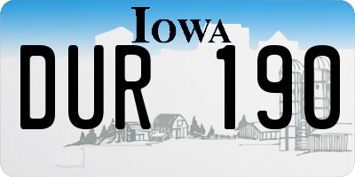 IA license plate DUR190