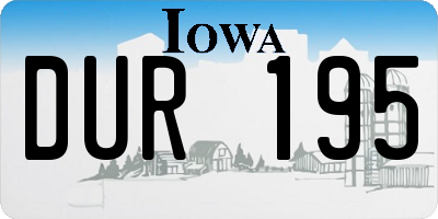 IA license plate DUR195