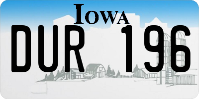 IA license plate DUR196