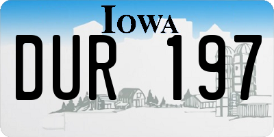 IA license plate DUR197