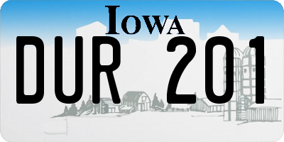IA license plate DUR201