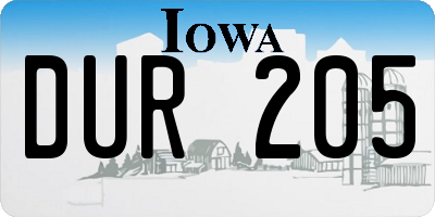 IA license plate DUR205