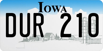 IA license plate DUR210