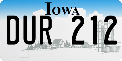 IA license plate DUR212