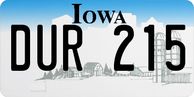 IA license plate DUR215