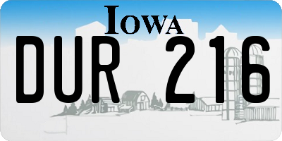 IA license plate DUR216