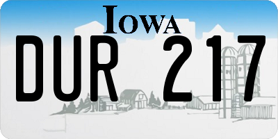 IA license plate DUR217