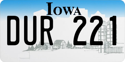 IA license plate DUR221