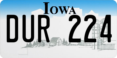 IA license plate DUR224
