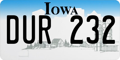 IA license plate DUR232