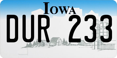 IA license plate DUR233