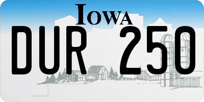 IA license plate DUR250