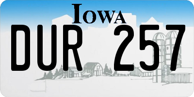 IA license plate DUR257