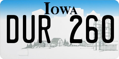 IA license plate DUR260