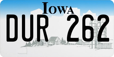 IA license plate DUR262