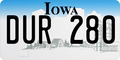 IA license plate DUR280
