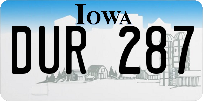 IA license plate DUR287