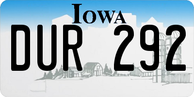 IA license plate DUR292