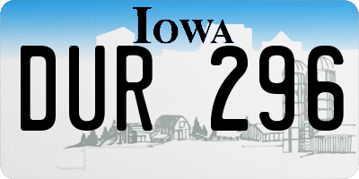 IA license plate DUR296