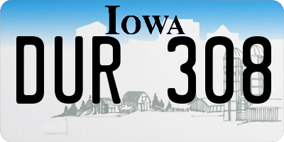 IA license plate DUR308