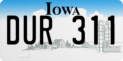 IA license plate DUR311
