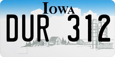 IA license plate DUR312
