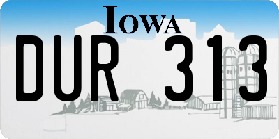 IA license plate DUR313