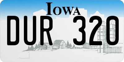 IA license plate DUR320