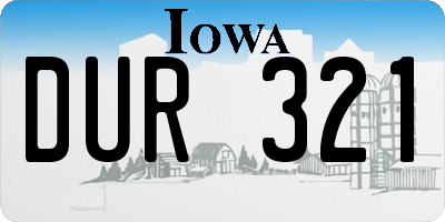 IA license plate DUR321
