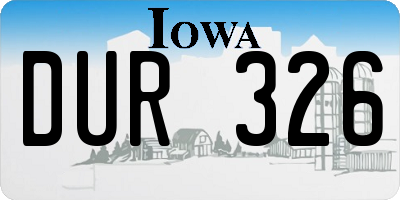 IA license plate DUR326