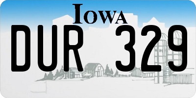 IA license plate DUR329