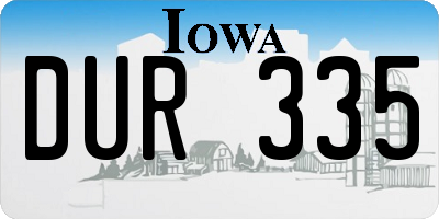 IA license plate DUR335