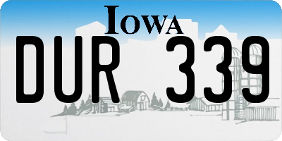 IA license plate DUR339