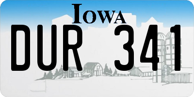IA license plate DUR341