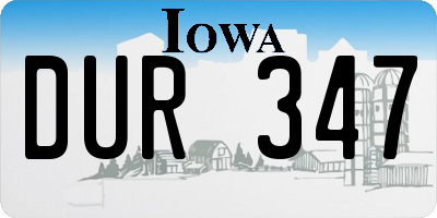 IA license plate DUR347