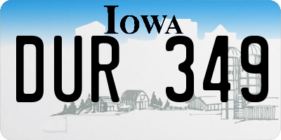 IA license plate DUR349