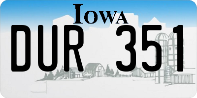 IA license plate DUR351