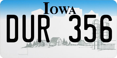 IA license plate DUR356