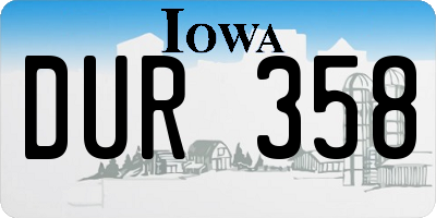 IA license plate DUR358