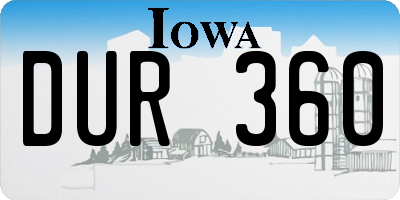 IA license plate DUR360