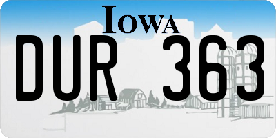 IA license plate DUR363