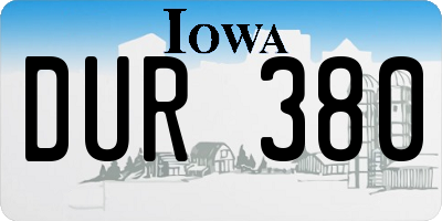 IA license plate DUR380