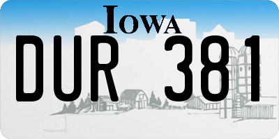 IA license plate DUR381