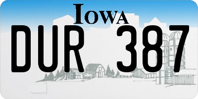 IA license plate DUR387