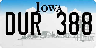 IA license plate DUR388