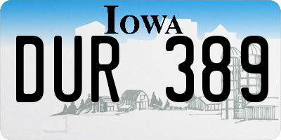 IA license plate DUR389